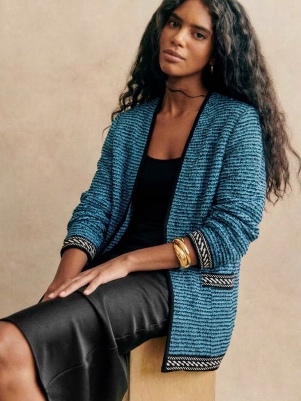 Misook Tweed Business Casual Women's Open Cardigan Sweater Jacket Size X-Small